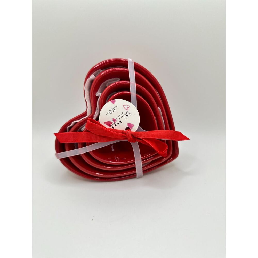 Heart-Shaped Red Ceramic Nesting Bowls Set Of 4 By Rae Dunn